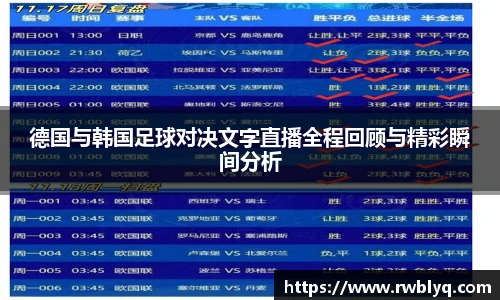 德国与韩国足球对决文字直播全程回顾与精彩瞬间分析